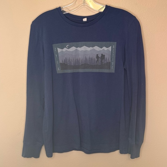 ZYIA Blue Long Sleeve Tee with Graphic Design Size Small - Picture 1 of 4